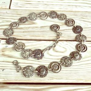 Antiqued Concho-Linked Metal Belt